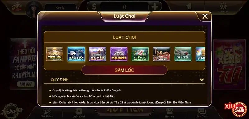 Luật chơi sâm lốc Sunwin