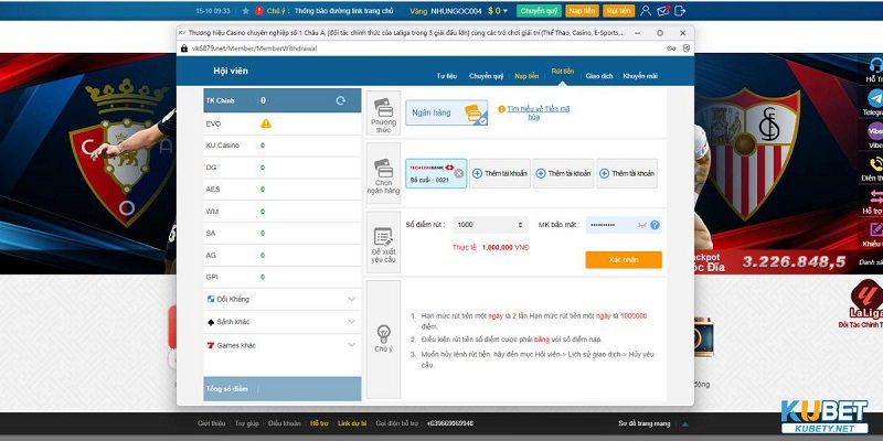 Các kiểu nạp tiền phổ biến tại Kubet